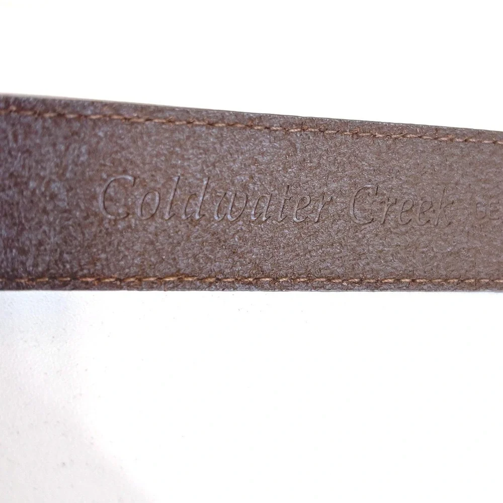 Coldwater Creek Womens Boho Circle Buckle Belt Size‎ 1X/2X Bronze Leather Boho